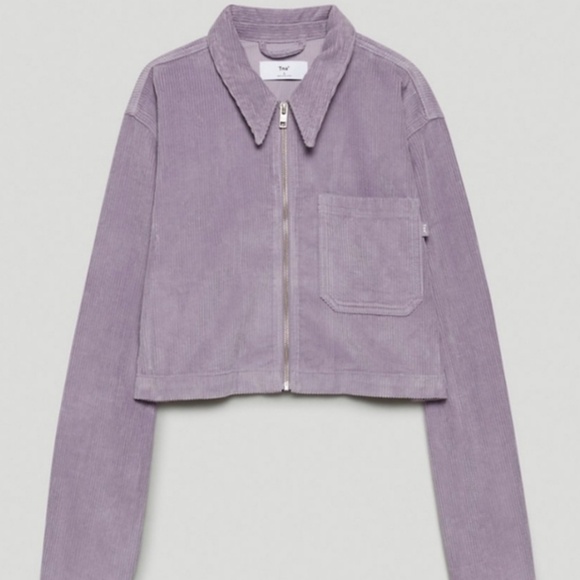 Aritzia TNA Dixon Corduroy Cropped Jacket Purple Ash - Picture 1 of 14